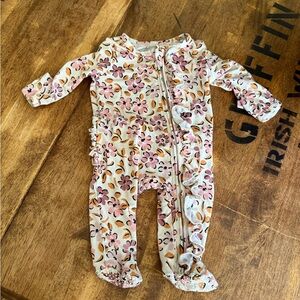 Caden Lane Maevelous Meadow Ruffle Zipper Footie Newborn